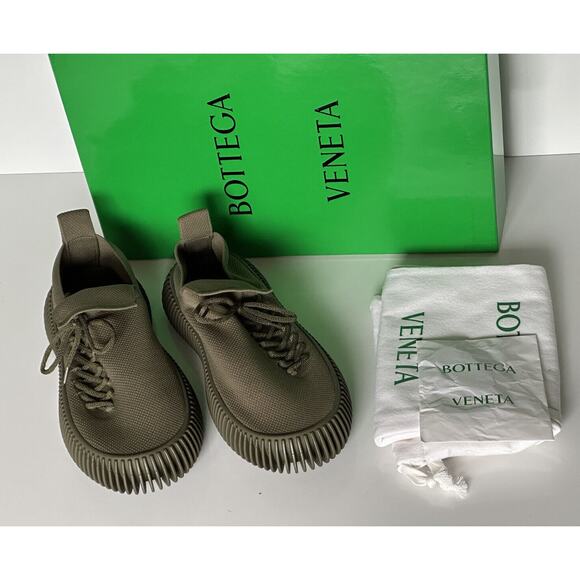 NIB $920 Bottega Veneta Men\'s Tech Knit Stretch Khaki Sneakers 9 US (42) 690112 main image 13